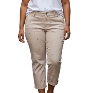 Talbots Beige Patterned Cropped Womens 16W Relaxed Chino
